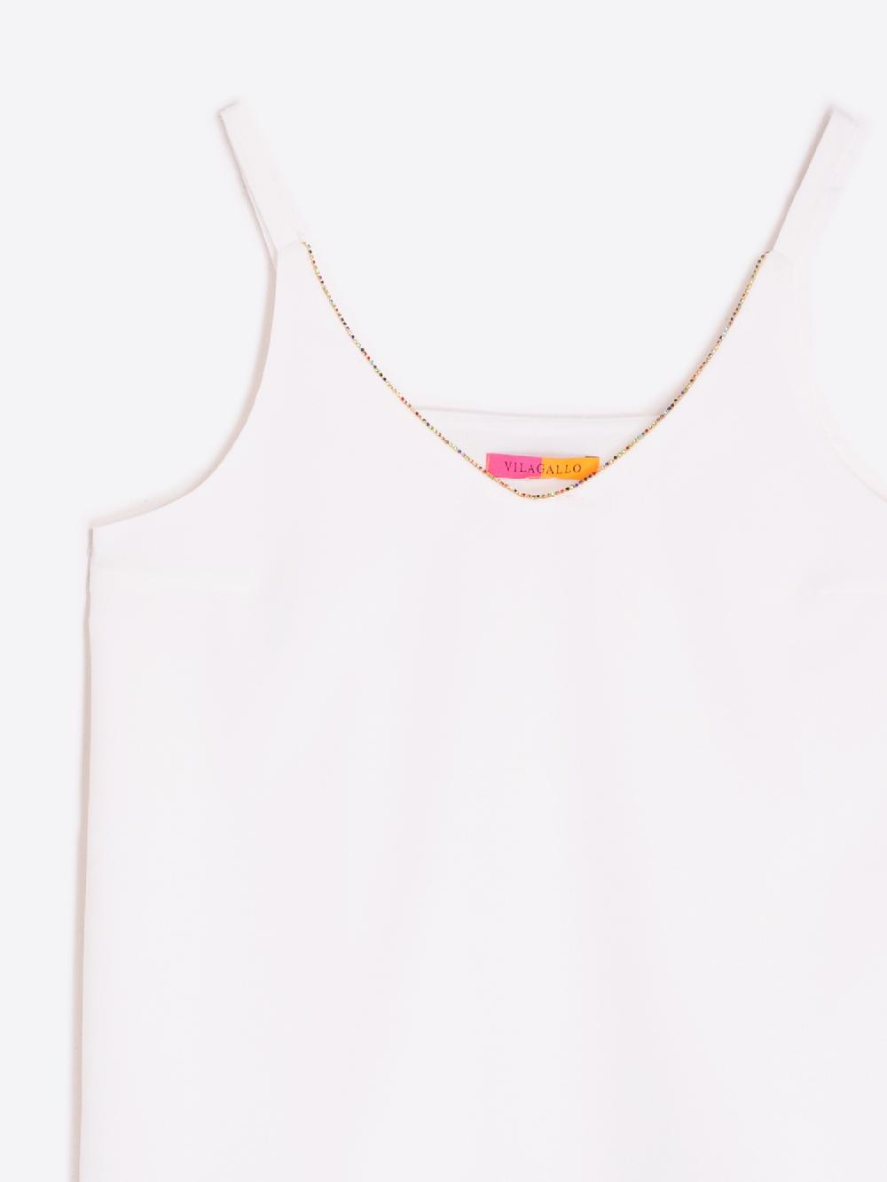 Vilagallo TOP TIRANTES FLUIDA CREP BLANCO