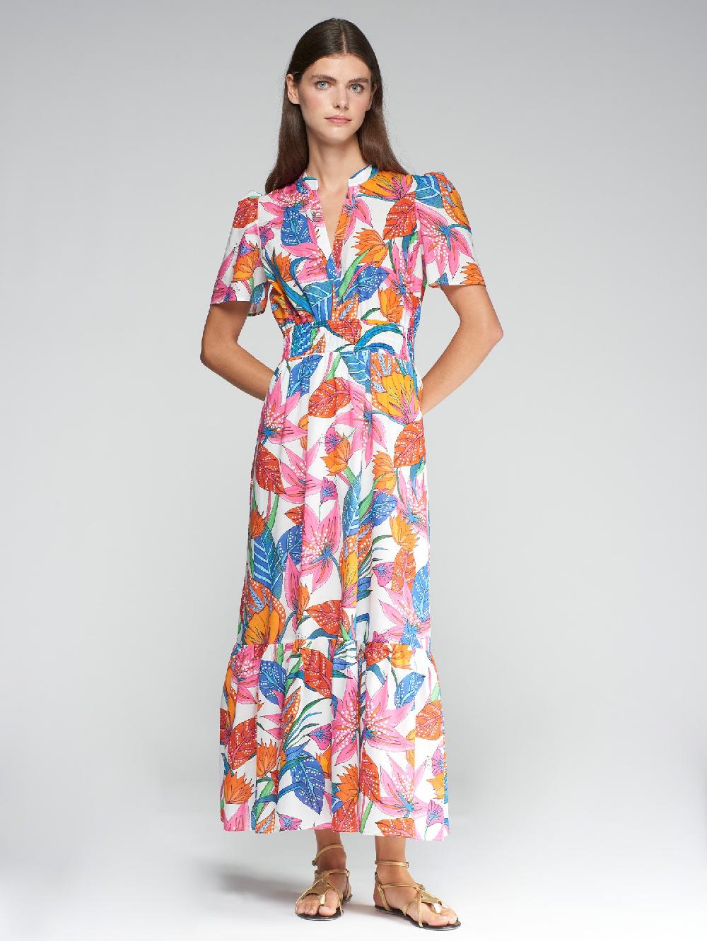 vilagallo VESTIDO ALGODÓN PRINT FLOR TROPICAL