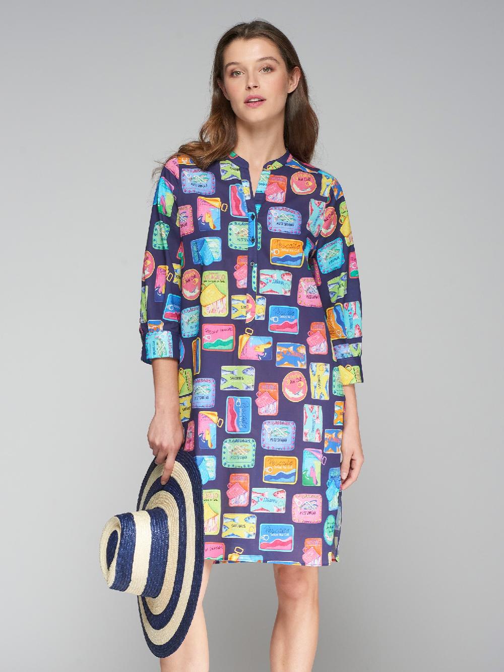 vilagallo VESTIDO SARDINAS NAVY VOILE