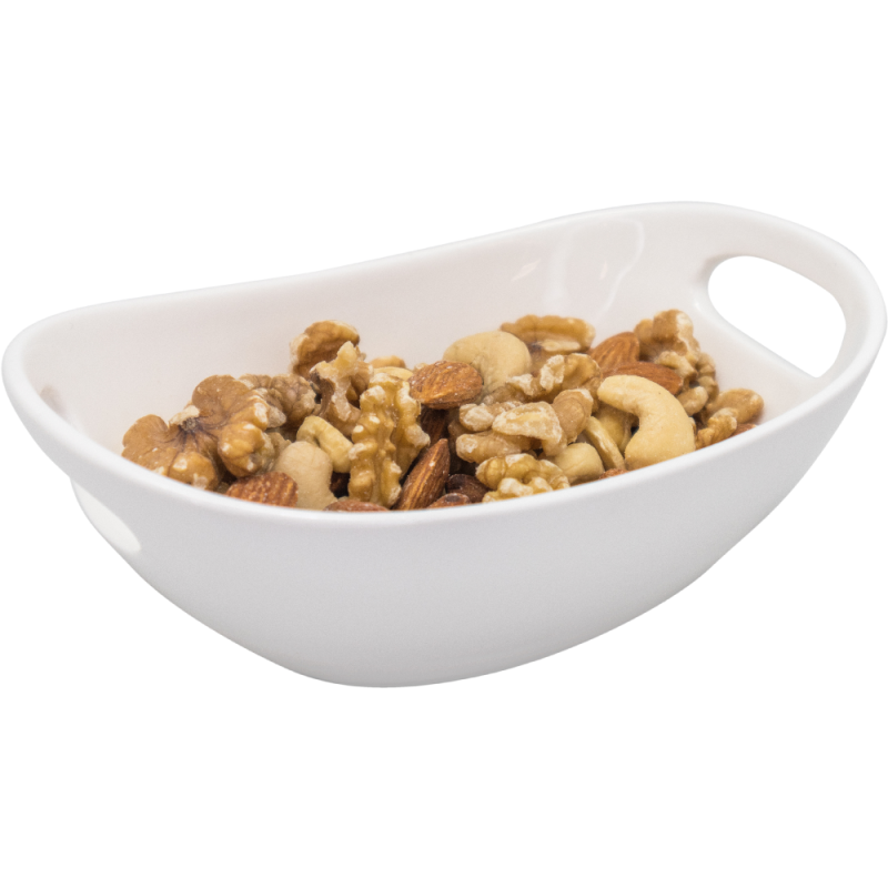 Vin Bouquet Bol Ovalado De Porcelana Con Asas Para Snacks Elegante Servicio De Aperitivos Blanco