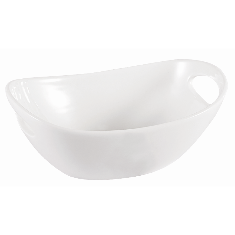 Vin Bouquet Bol Ovalado De Porcelana Con Asas Para Snacks Elegante Servicio De Aperitivos Blanco