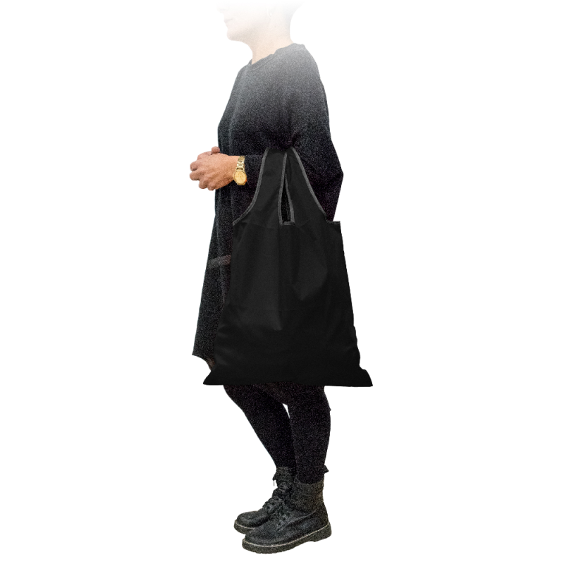 Vin Bouquet Bolsa De Compra Plegable Con Cierre Elástico: Práctica Ecológica Y Listo Para Llevar Negro