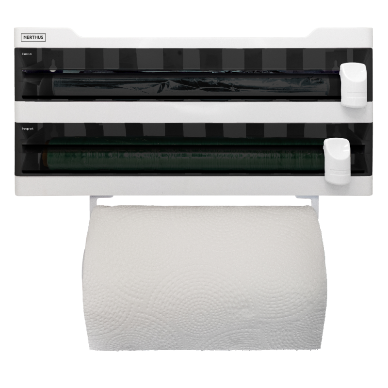 Vin Bouquet Portarollos Pared Dispensador Triple Dispensador Aluminio Y Film Con Corte Estante Especiero