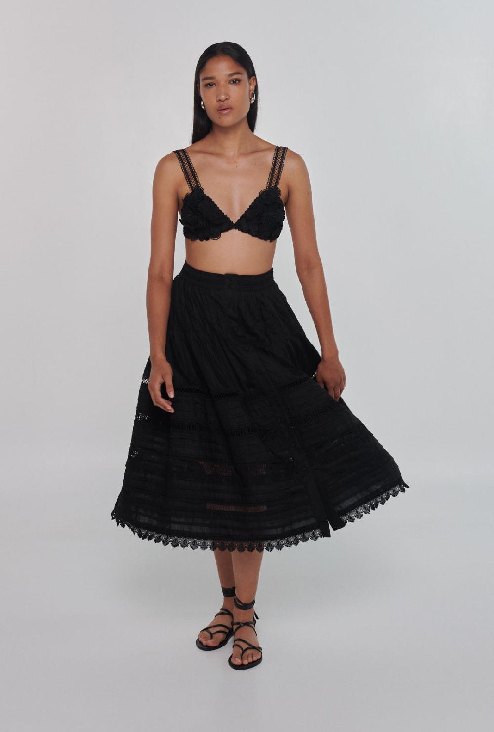 waimari CAMILA MIDI SKIRT BLACK