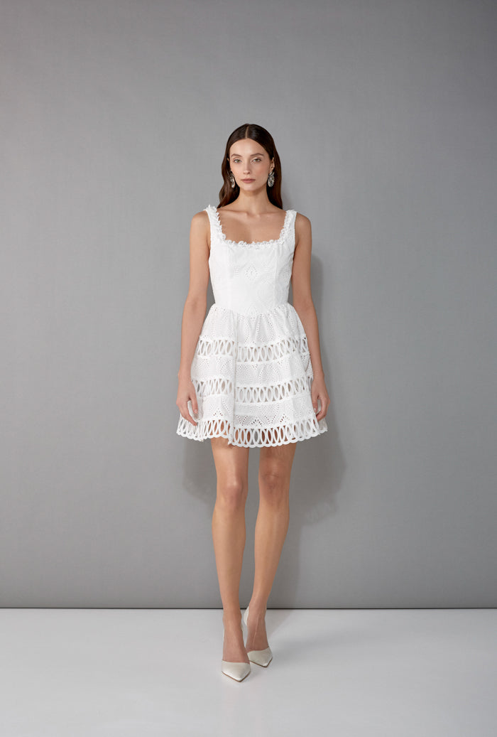 waimari CLARISSA MINI DRESS WHITE