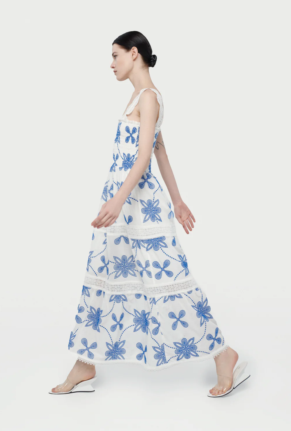 waimari COCO MAXI DRESS WHITE/BLUE