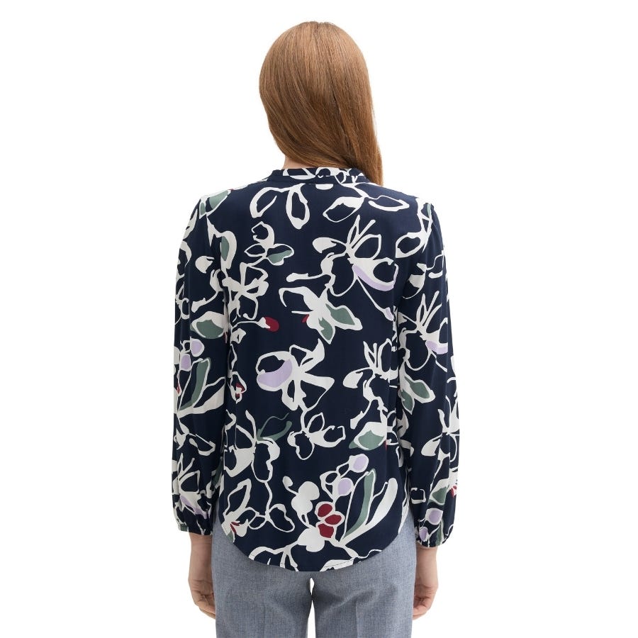 Wala Camisas Manga Larga Tom Tailor Printed V-Neck Blouse Shirts Blouses