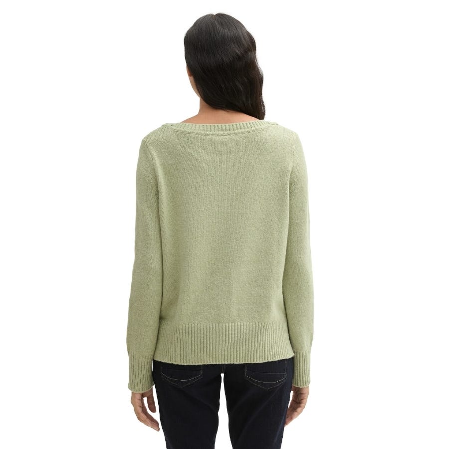 Wala Jerseys Tom Tailor Knit Boatneck With Cable Flat Knit Tops