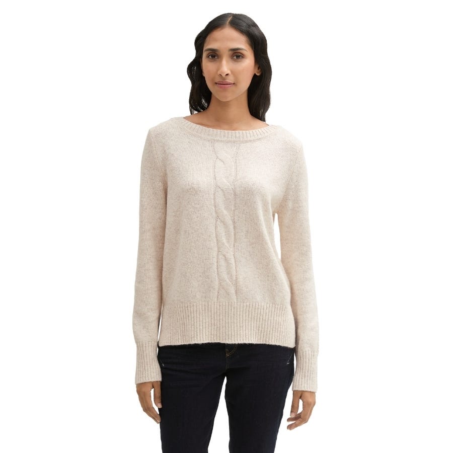 Wala Jerseys Tom Tailor Knit Boatneck With Cable Flat Knit Tops