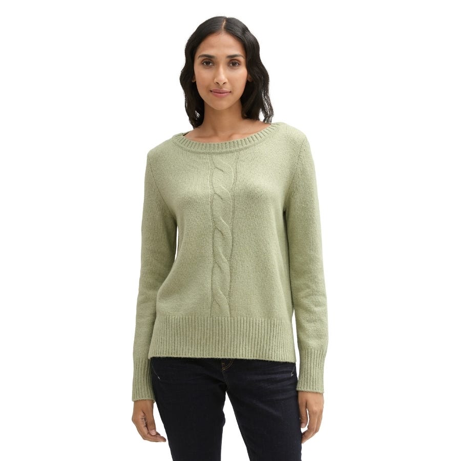 Wala Jerseys Tom Tailor Knit Boatneck With Cable Flat Knit Tops