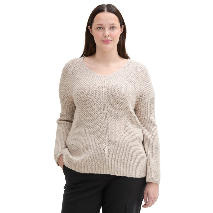 wala Jerseys Tom tailor Knit Pullover With V-Neck Flat Knit Tops