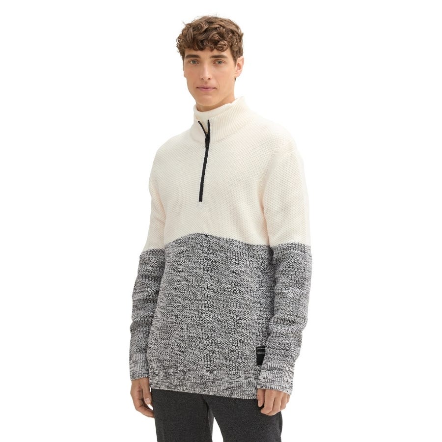 wala Jerseys Tom tailor Twotone Knitted Troyer Flat Knit Tops