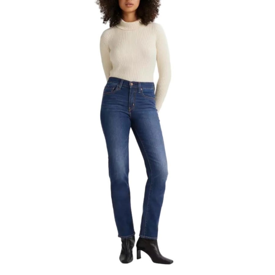 wala Pantalones tejanos Levis 724 High Rise Straight Dark Indigo - Worn In