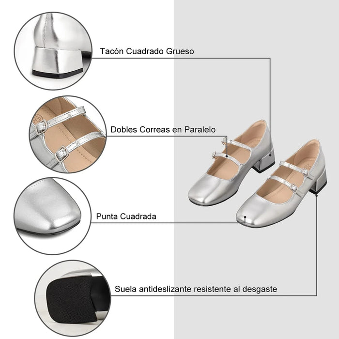 Weide ZAPATOS MARY JANE MUJER PLATEADO WEIDE YL66