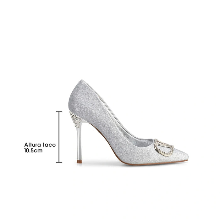 Weide Zapatos Taco Mujer Ignacia Plateado Weide