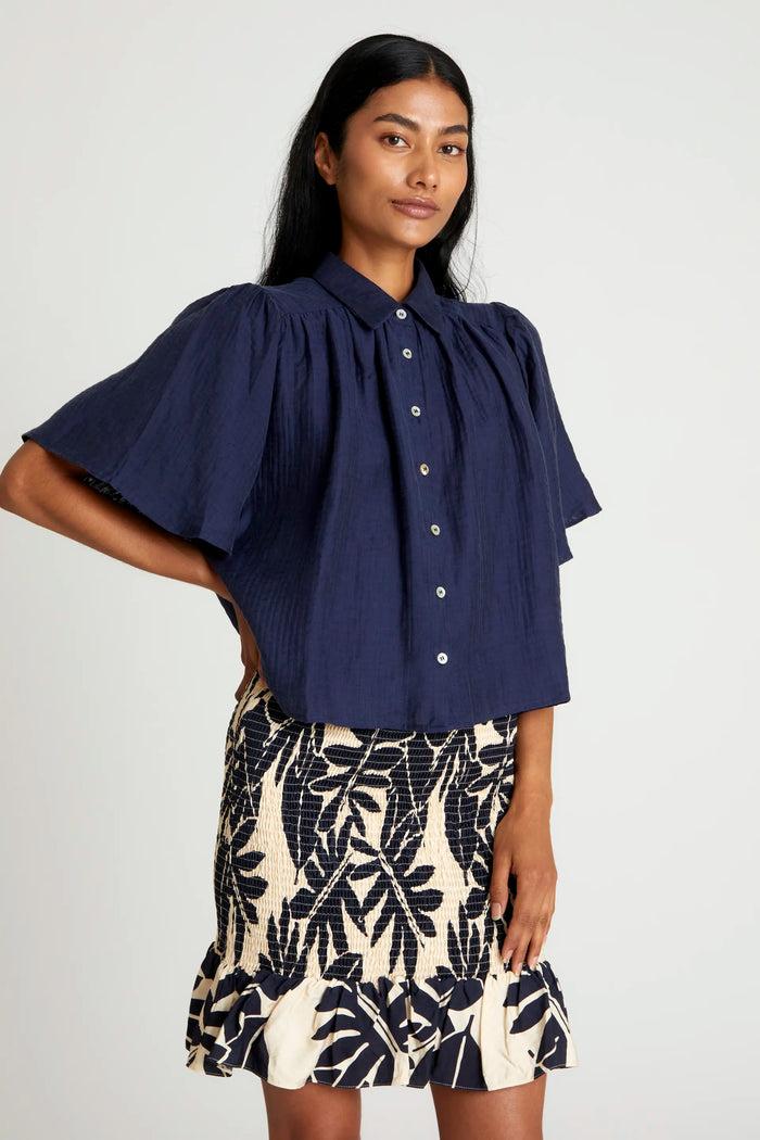 wild pony Camisa fluida manga corta azul marino