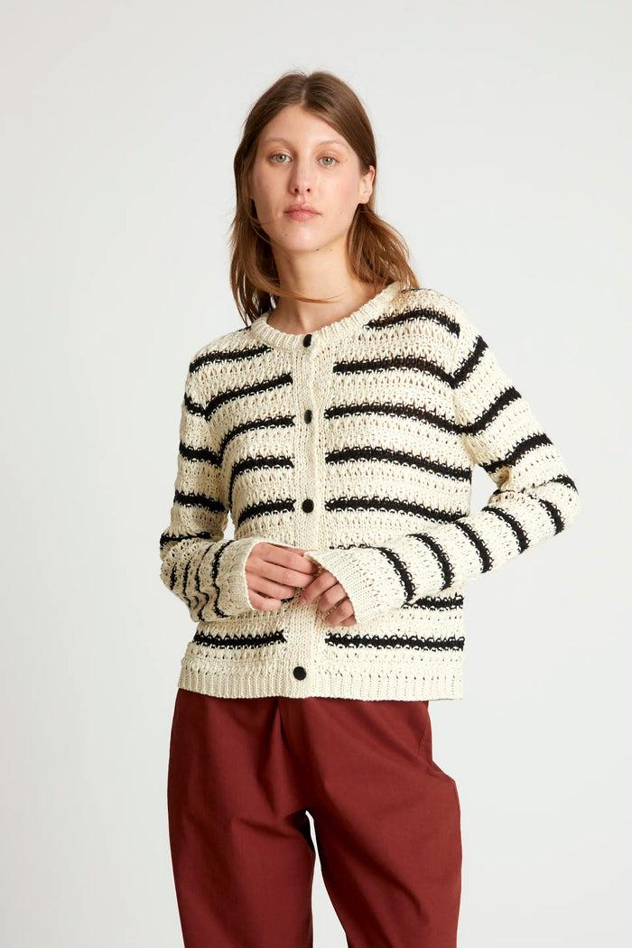 wild pony Cárdigan de punto calado rayas negras