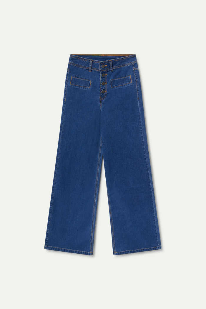 Wild Pony Jean Recto Tiro Alto Azul