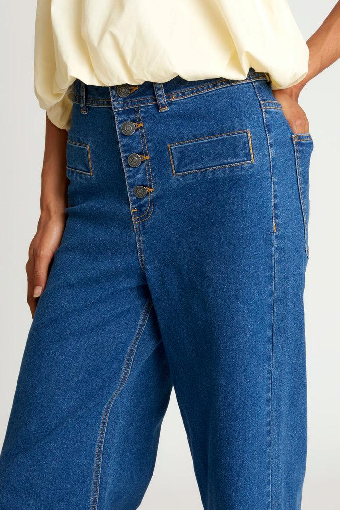 Wild Pony Jean Recto Tiro Alto Azul