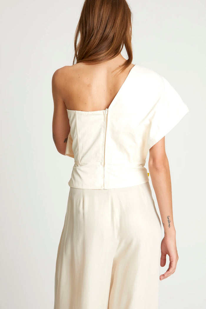 Wild Pony Top Asimétrico Lazo Blanco