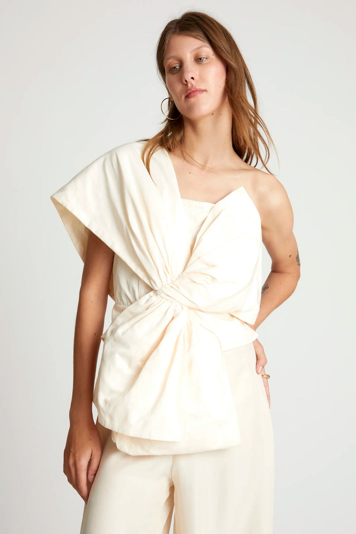 wild pony Top asimétrico lazo blanco