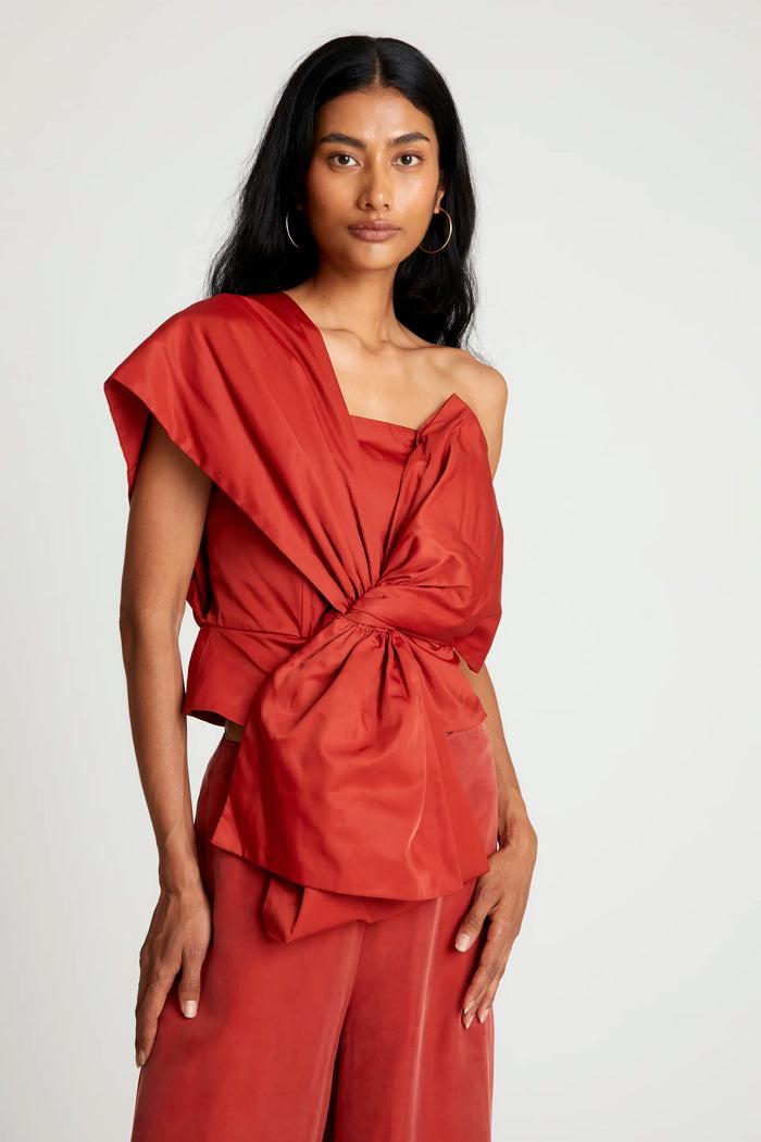 wild pony Top asimétrico lazo marrón