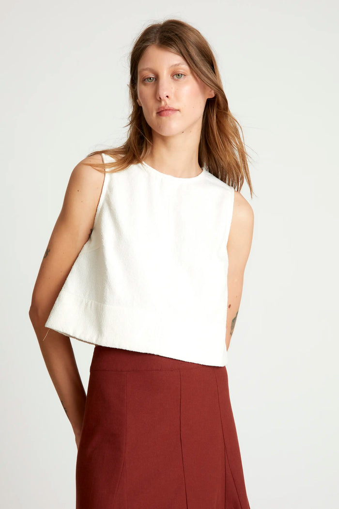 wild pony Top corto tweed blanco