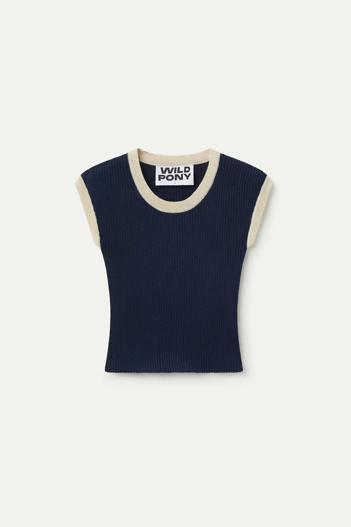 Wild Pony Top De Punto Bicolor Azul Marino