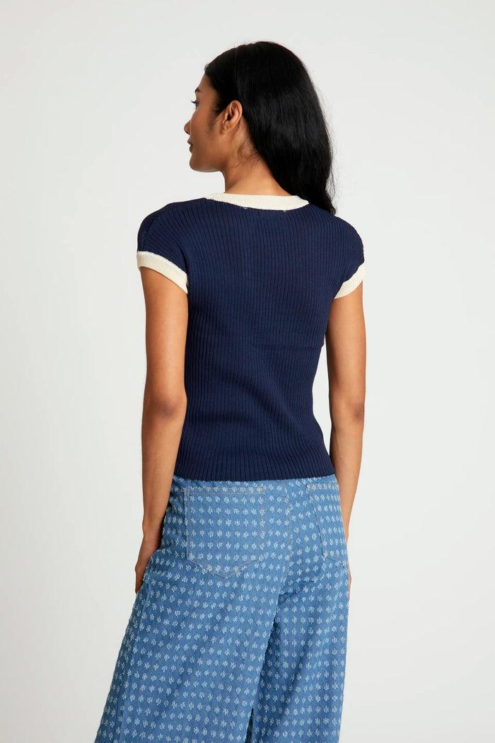 Wild Pony Top De Punto Bicolor Azul Marino