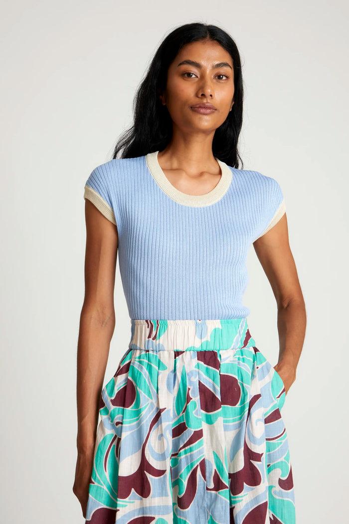 wild pony Top de punto bicolor azul