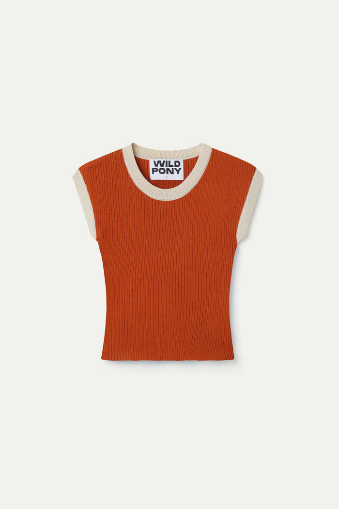 Wild Pony Top De Punto Bicolor Marrón