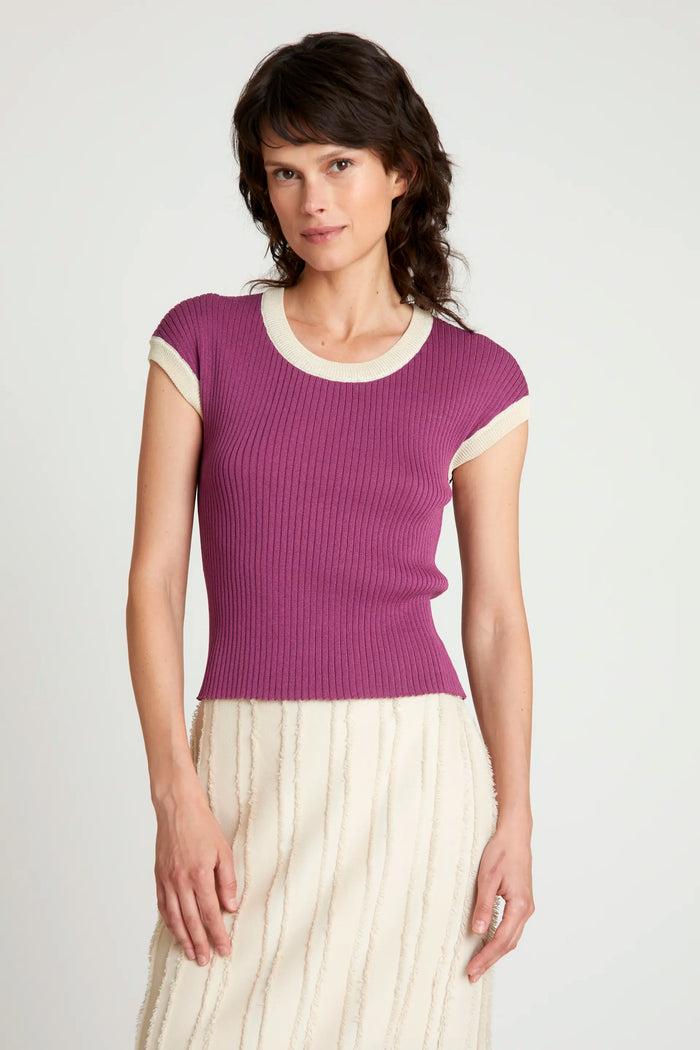 wild pony Top de punto bicolor morado