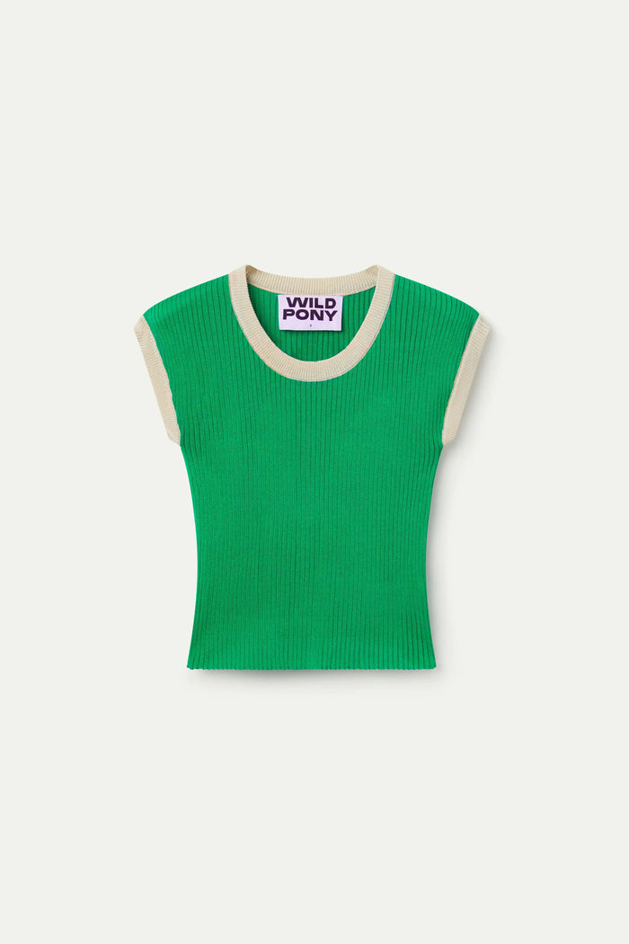 Wild Pony Top De Punto Bicolor Verde