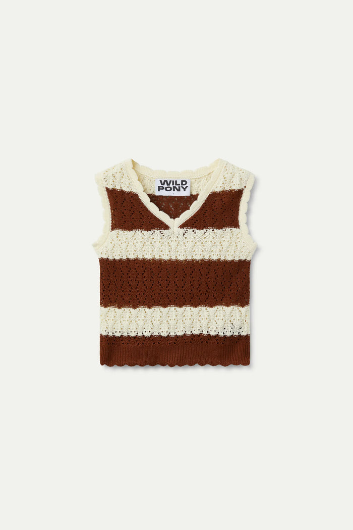 Wild Pony Top De Punto Calado Rayas Marrón