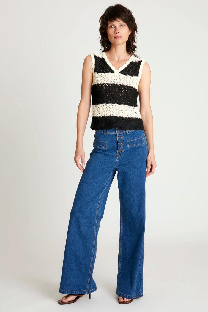 Wild Pony Top De Punto Calado Rayas Negro