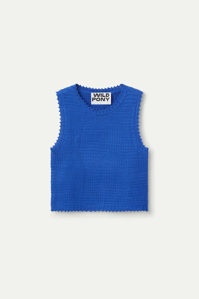 Wild Pony Top De Punto Textura Waffle Azul