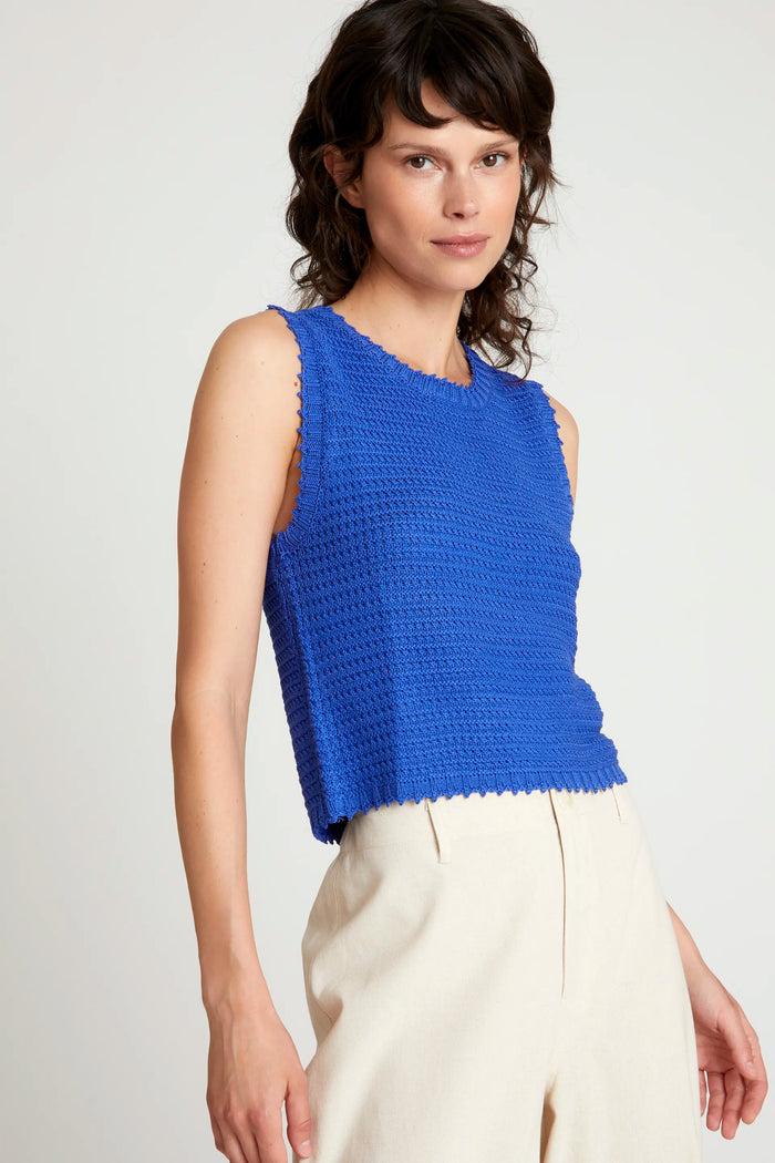 wild pony Top de punto textura waffle azul