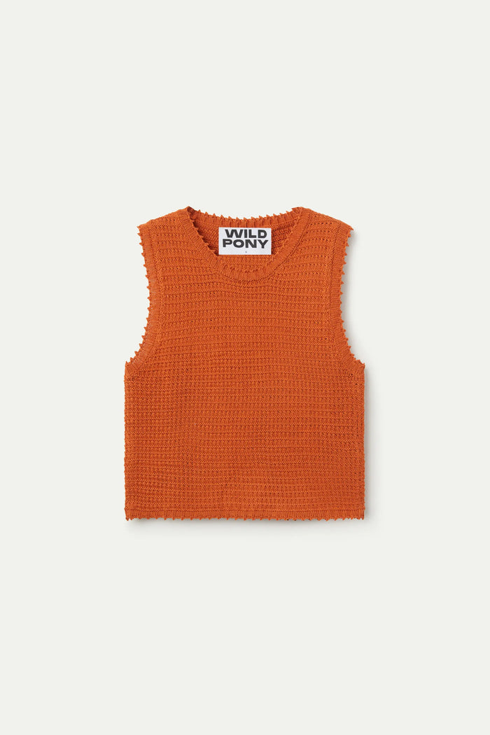 Wild Pony Top De Punto Textura Waffle Naranja