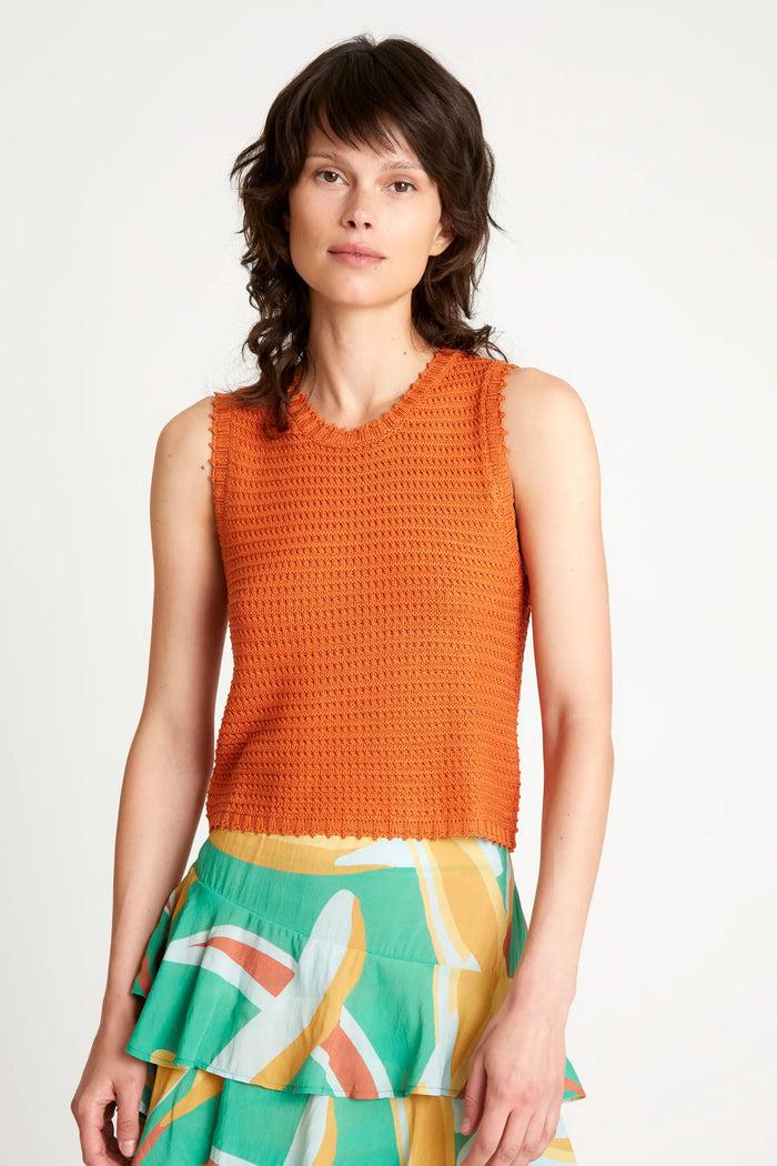 wild pony Top de punto textura waffle naranja