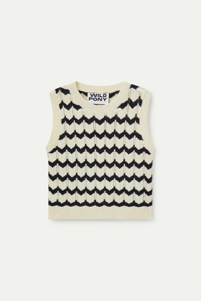 Wild Pony Top De Punto Zigzag Negro