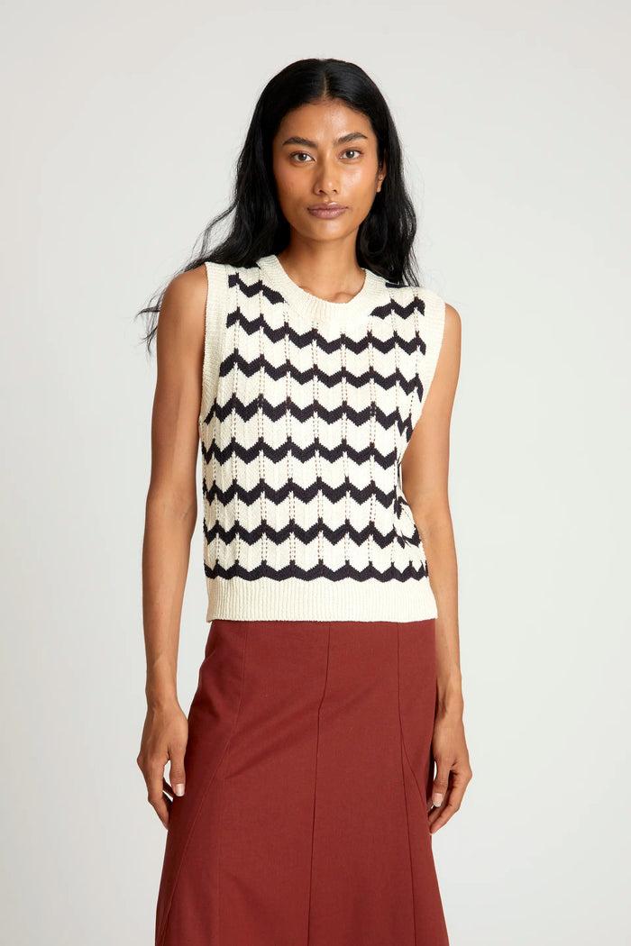 wild pony Top de punto zigzag negro