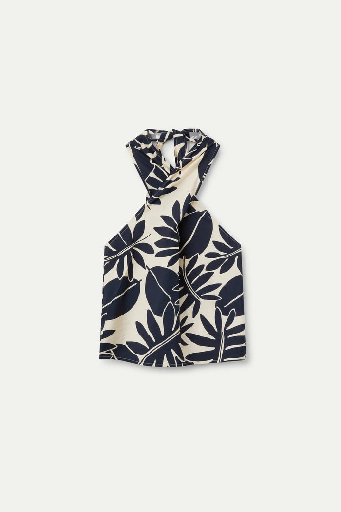 Wild Pony Top Halter Floral Filodendro