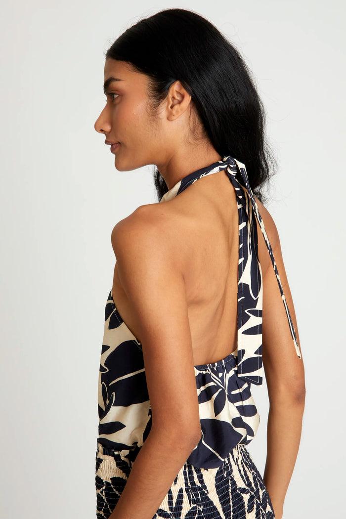 Wild Pony Top Halter Floral Filodendro