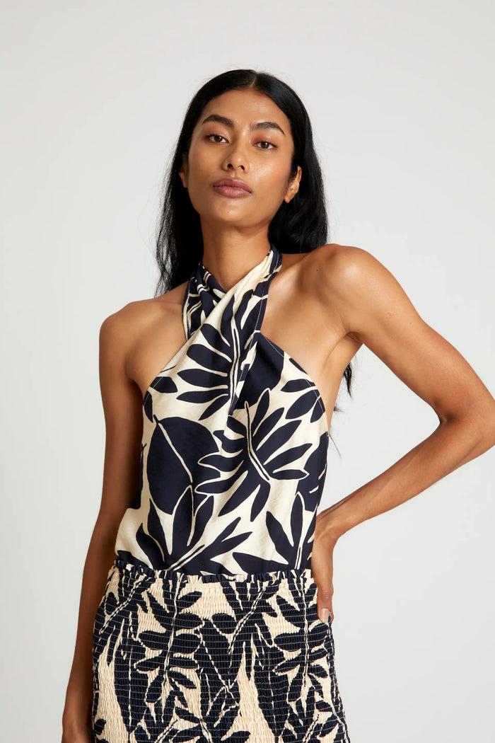 wild pony Top halter floral Filodendro