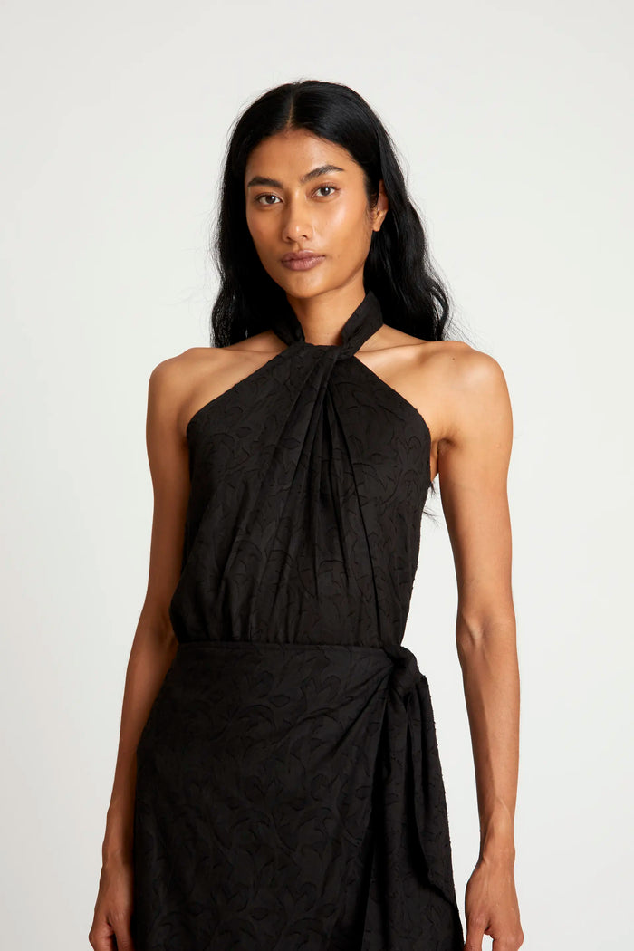 wild pony Top halter jacquard negro