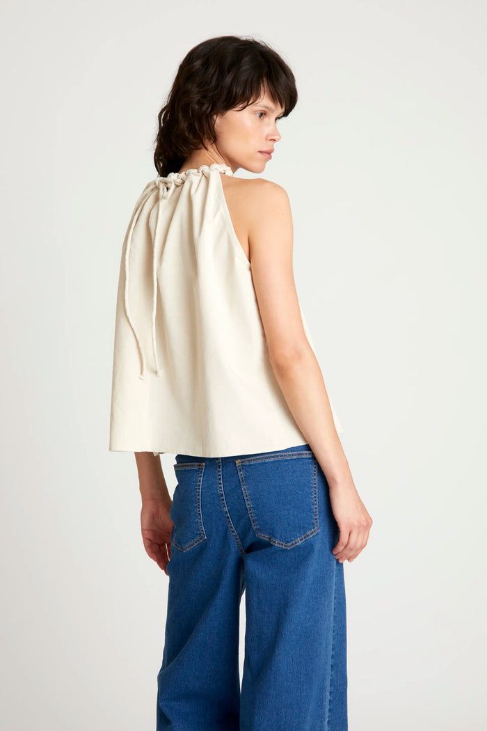 Wild Pony Top Halter Lino Blanco