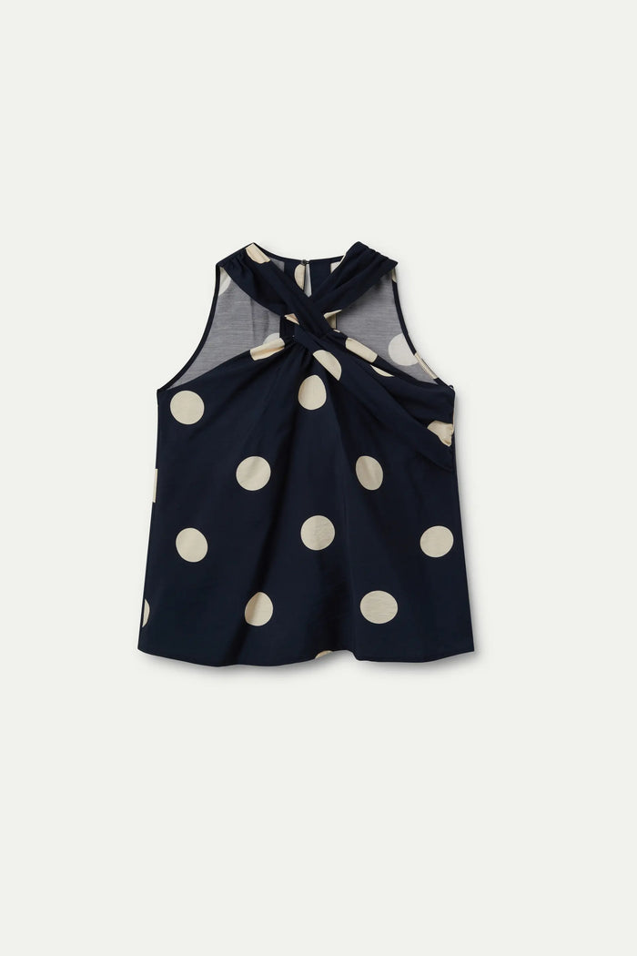 Wild Pony Top Halter Lunares Azul Marino