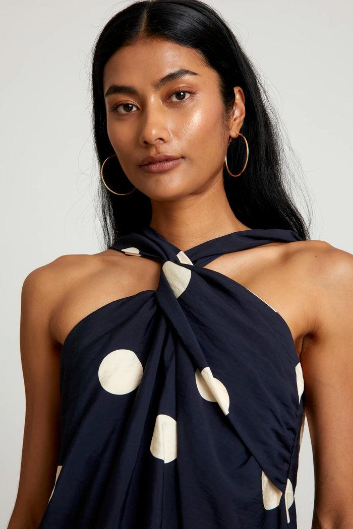 Wild Pony Top Halter Lunares Azul Marino