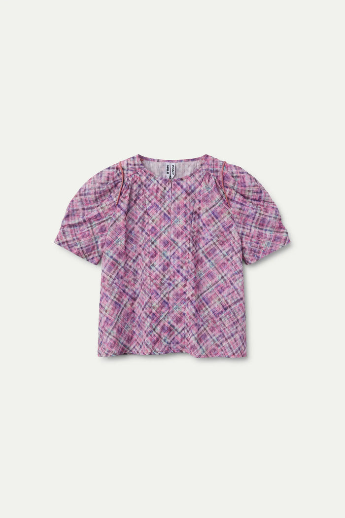 Wild Pony Top Manga Corta Cuadros Rosa