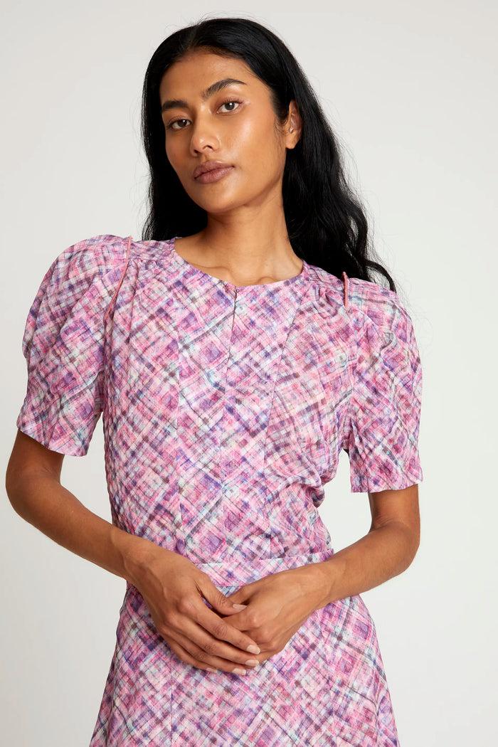 wild pony Top manga corta cuadros rosa